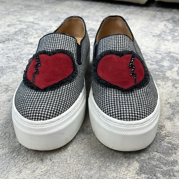 Charlotte Olympia Alex Houndstooth Broken Heart Platform Sneakers Slip On - Picture 3 of 10